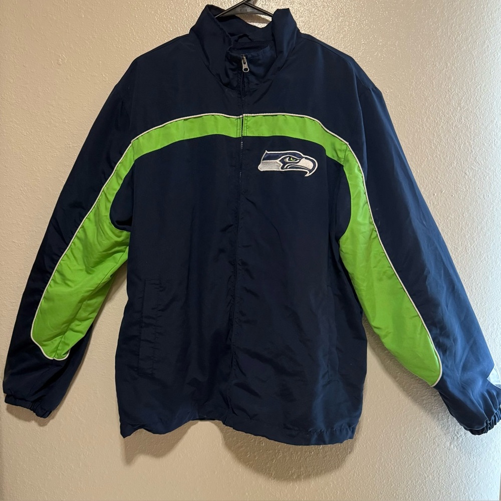 Seattle Seahawks NFL Full Zip Windbreaker Jacket | Blue Green | Large - Picture 2 of 4